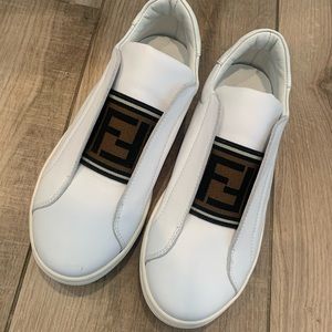 NEW Fendi Knit Logo Slip-on Sneaker White